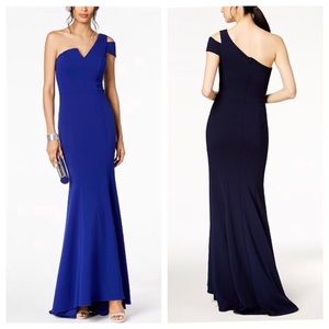 Betsy & Adam One Shoulder Royal Blue Gown Sz 6